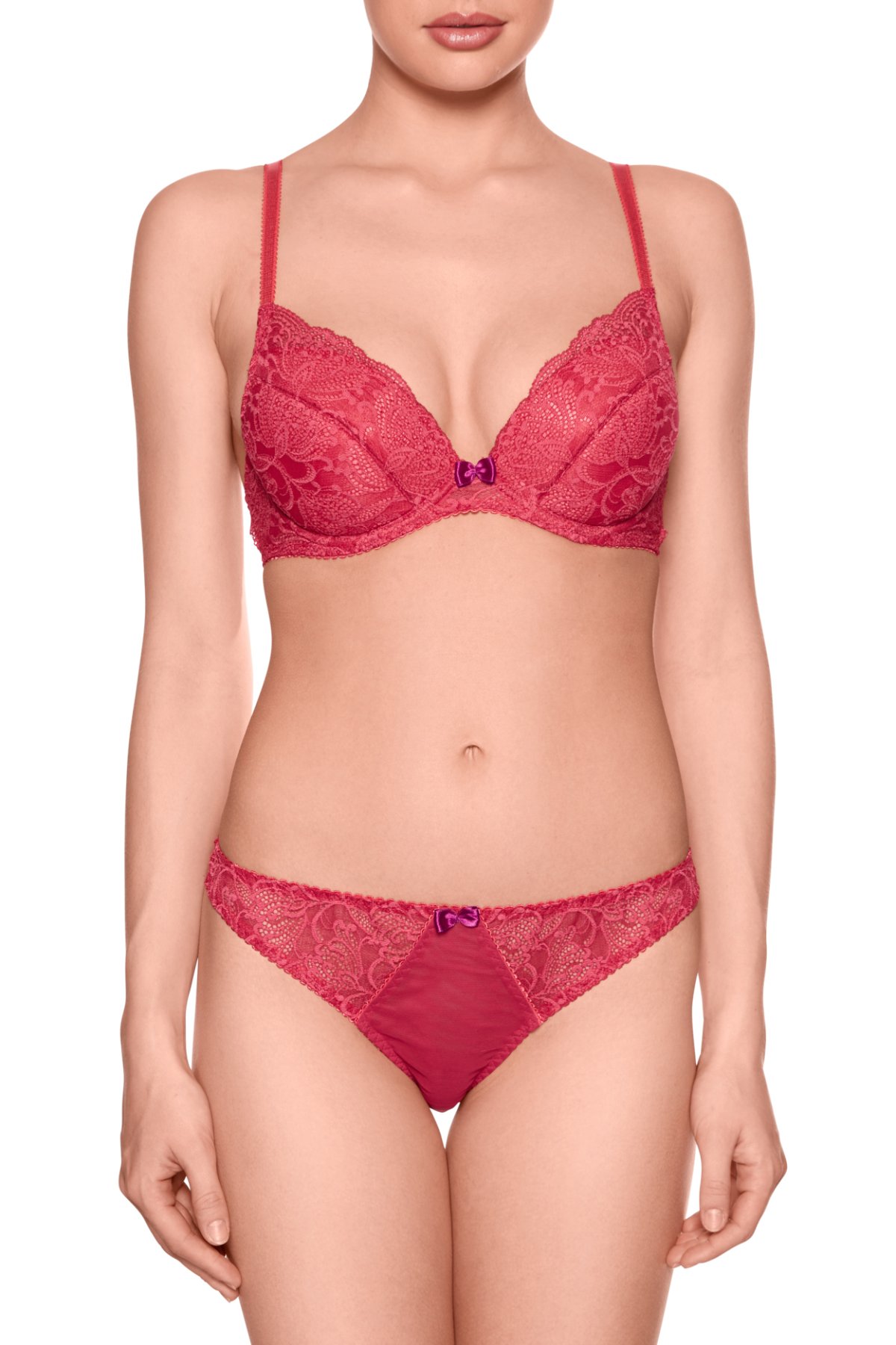 Shop Set of 2 - Bow Detail Push Up Balconette Bras with Adjustable Straps  Online